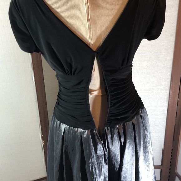 S.L. Fashions Black & Silver Evening Cocktail Party Surplice Dress 10 - Picture 12 of 16